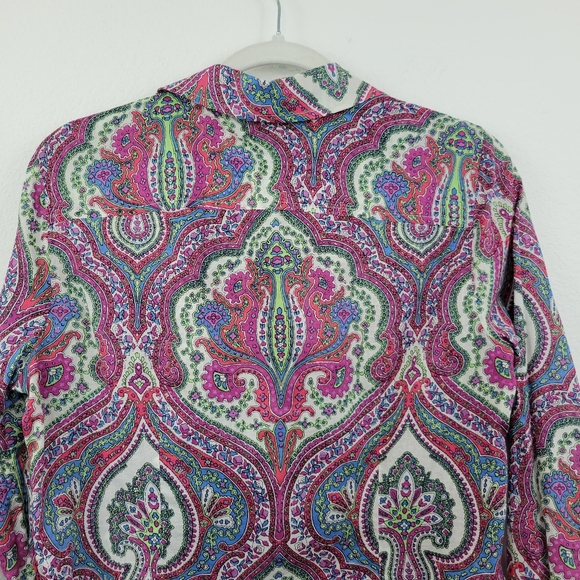 Talbots Floral And Paisley Light Weight Button Shirt Size Medium Petite - Picture 11 of 12